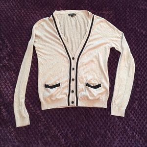 J. Crew light gray cardigan.