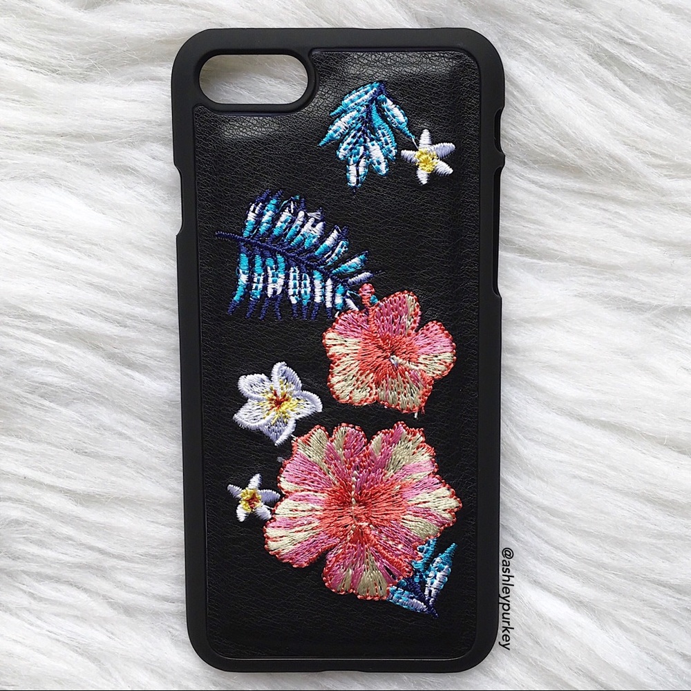 pink floral embroidered iPhone 7 case - Picture 2 of 3