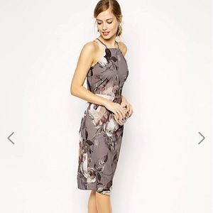 ASOS Floral Drape Back Midi Dress