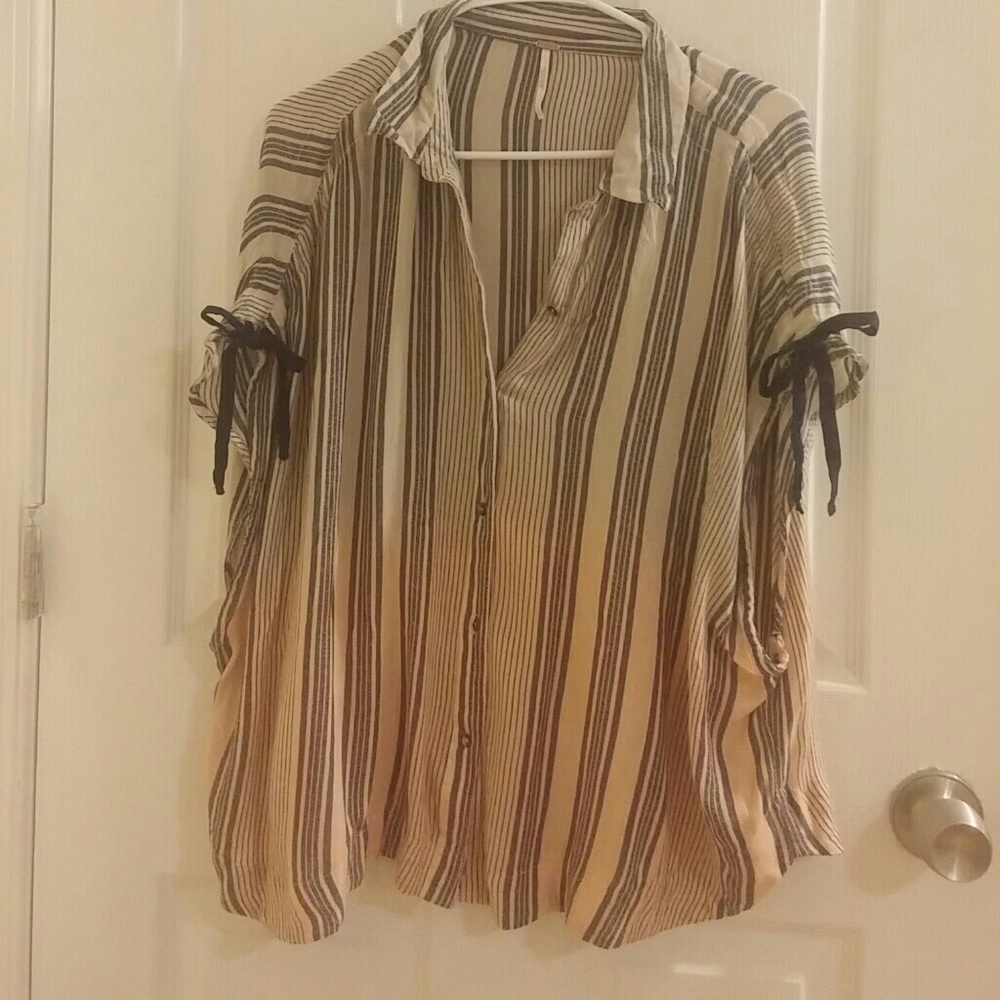 flowy batwing button down