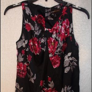 Dana Buchman Career Black Floral Sleeveless Blouse