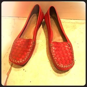 Bottega Veneta red leather flat