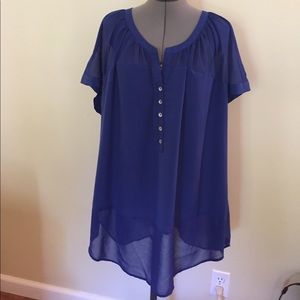 Daniel Rainn blue blouse with sheer borders. XXL