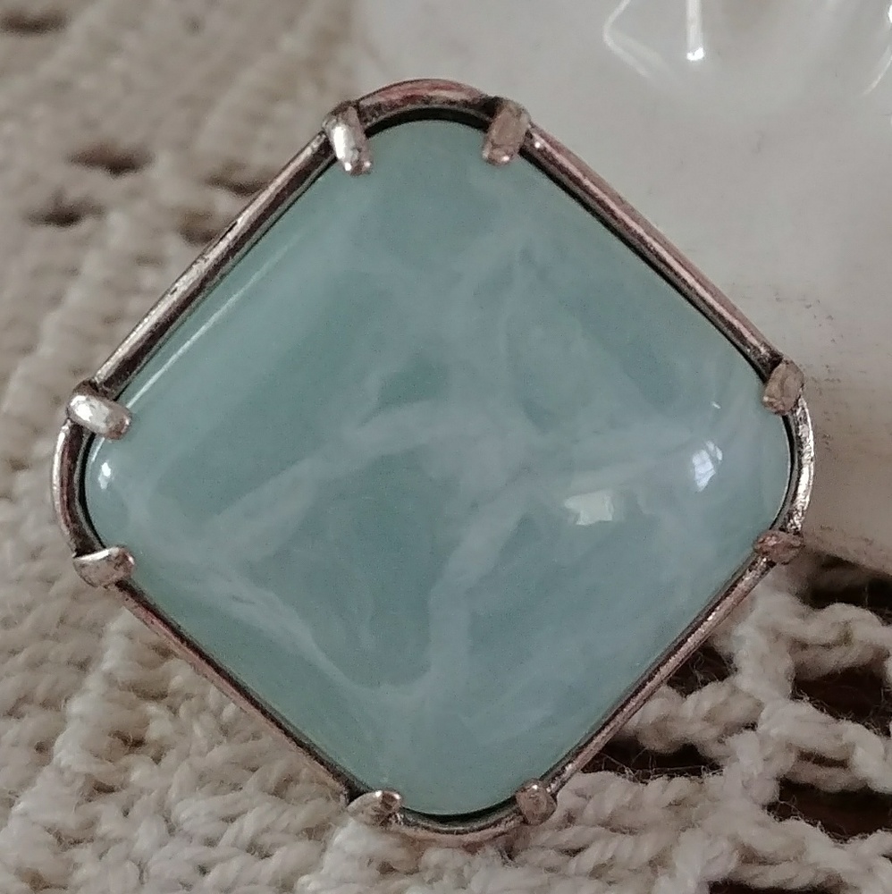 Mint green faux marble ring
