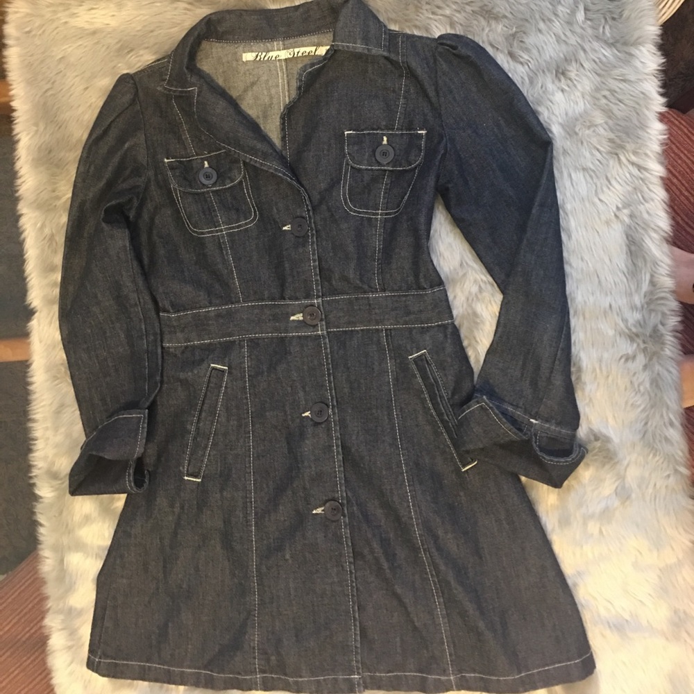 Blue jean long jacket 😍beautiful!!!😱