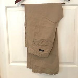 Dark khaki colored men's linen pants