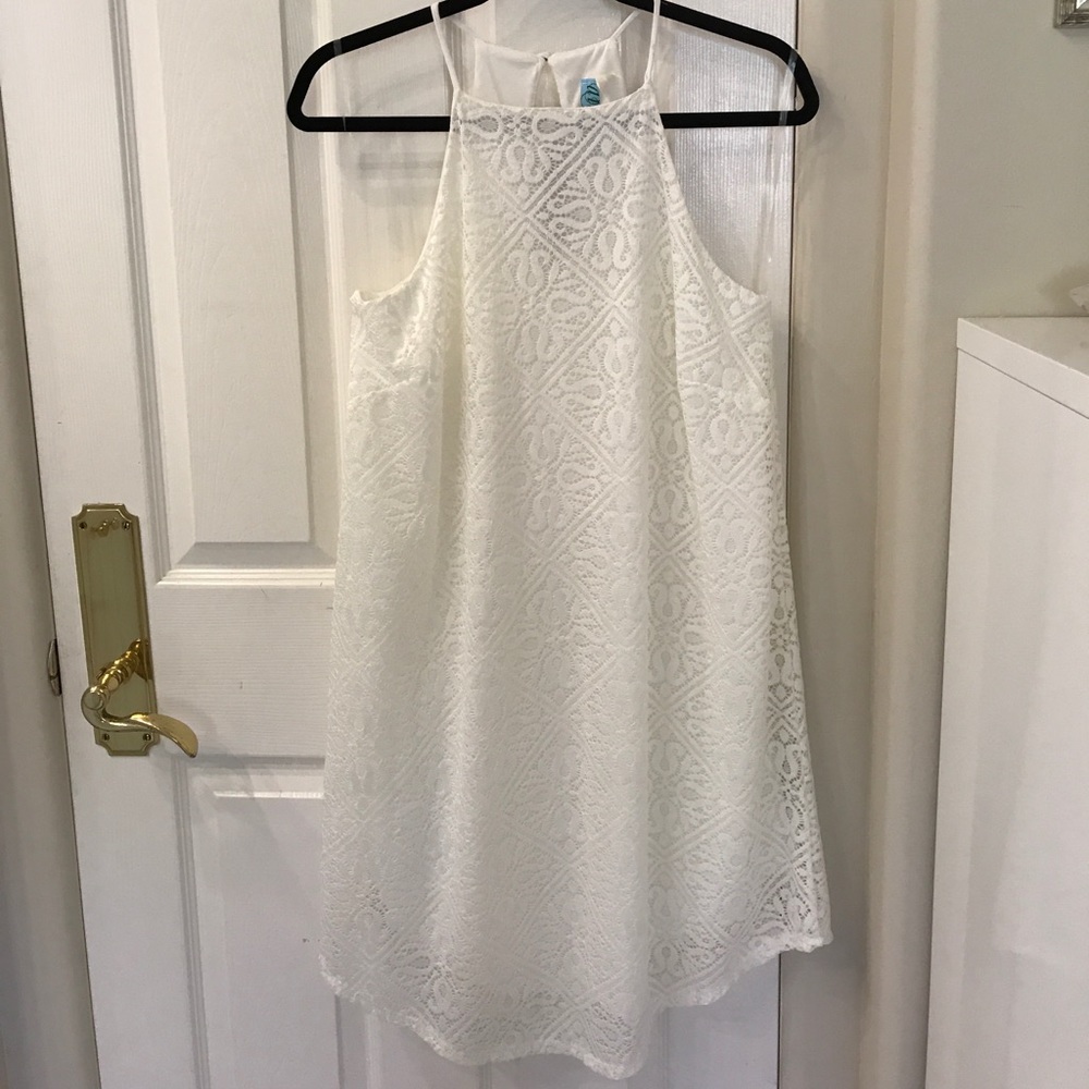 Francesca's white lace high neck dress NWT