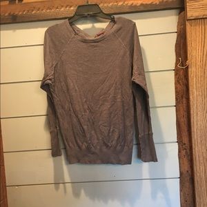 Euc greyish blue sweater button back detail