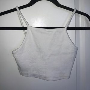 TOPSHOP White Ribbed Halter Crop Top