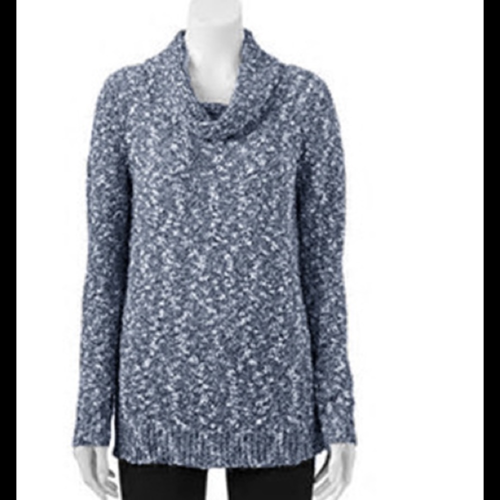 CROFT & BARROW Cowlneck M Marled Sweater Hi-lo NWT
