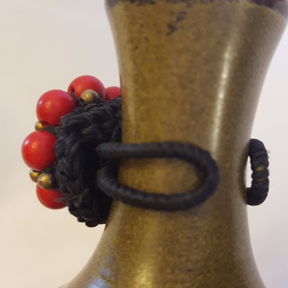 Red & gold bead handmade adjustable ring - Picture 4 of 5