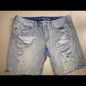 Ripped jean shorts