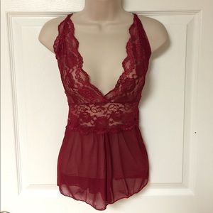 Rozegaga red lace lingerie romper size L