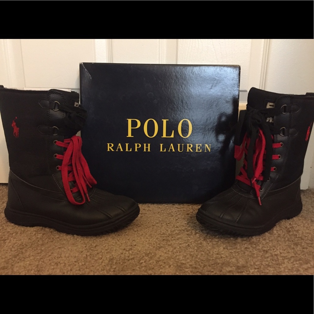 Polo Ralph Lauren Toranto Boot-BLK/Red, sz 6 Youth