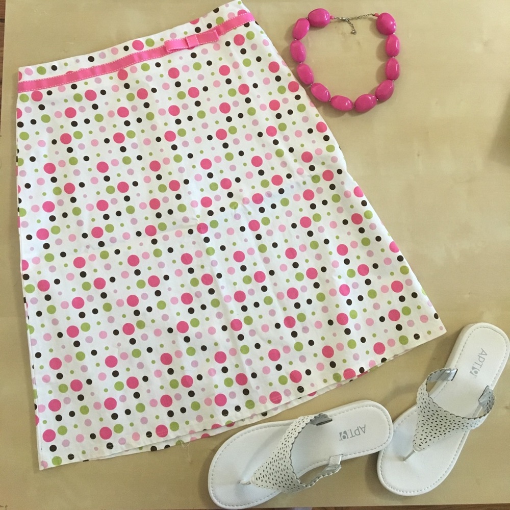 Pink and White Polka Dot Skirt