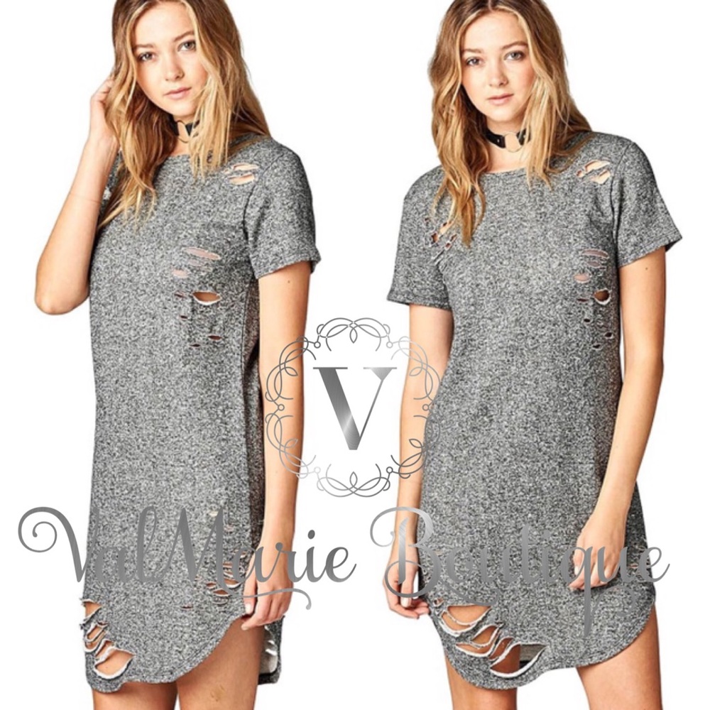 📍CLEARANCE📍 French Terry Distressed Dress - Picture 2 of 3