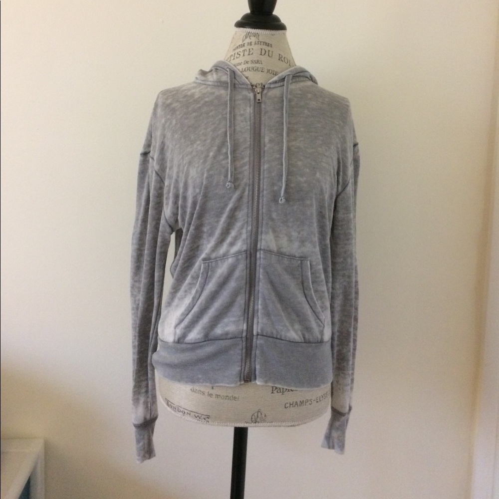 BDG Washed Gray Zip Up Hoodie