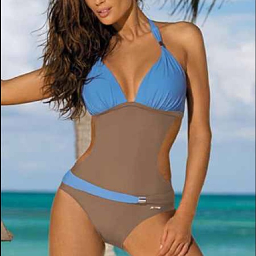 ⛱SALE⛱Blue Gray One Pieces Swimsuit