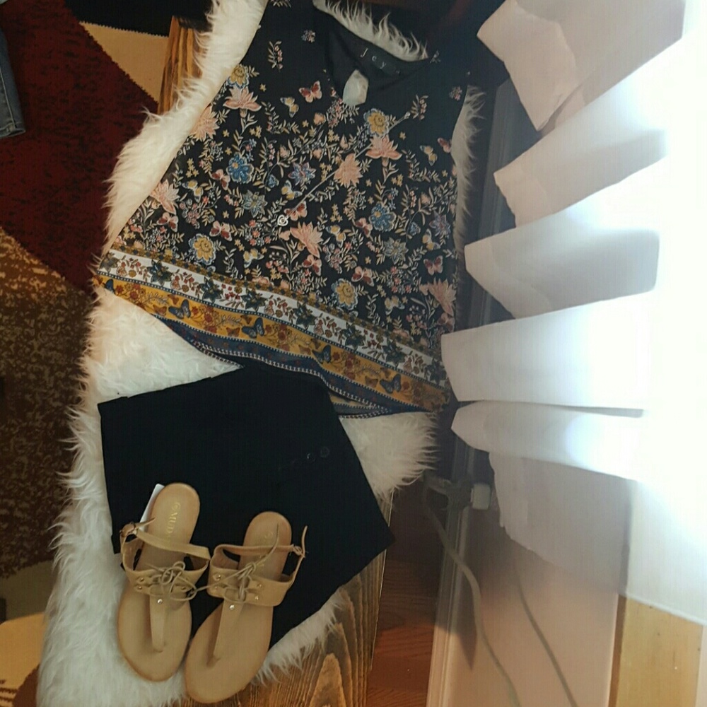 SOLD! Fun, beautifu, black floral and butterfly