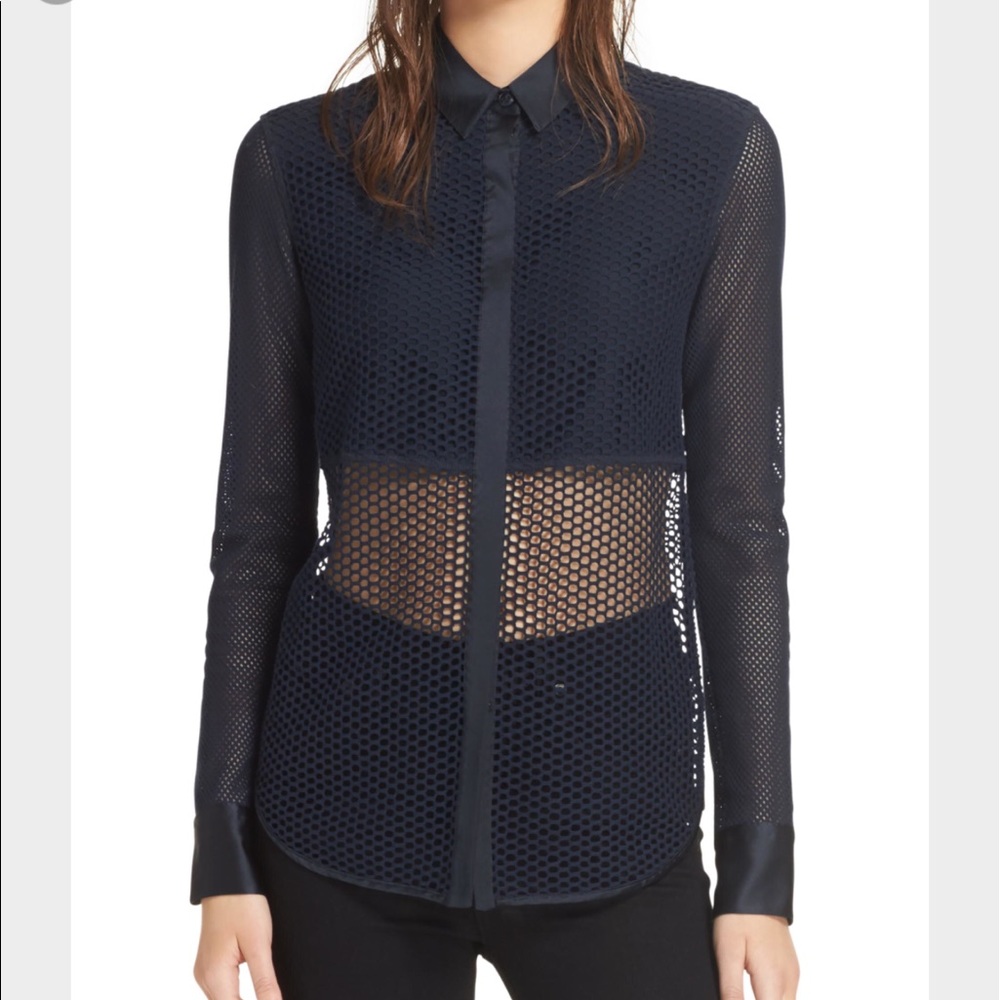 Rag & Bone Luna Mesh Silk Blend Shirt