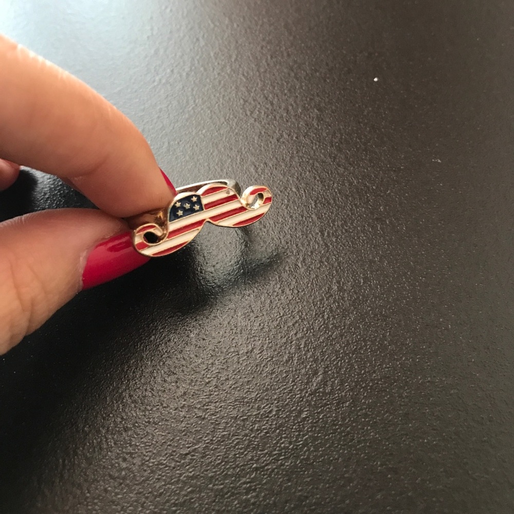 American flag mustache ring