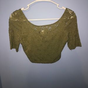 Lacy army green crop top