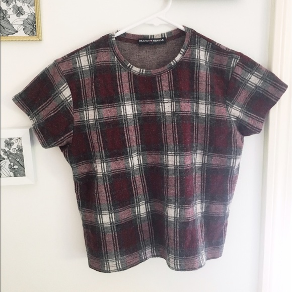 Hip plaid top and light wash skirt - Picture 2 of 5