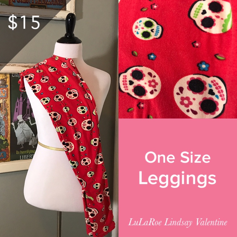 LuLaRoe One Size Sugar Skulls Leggings