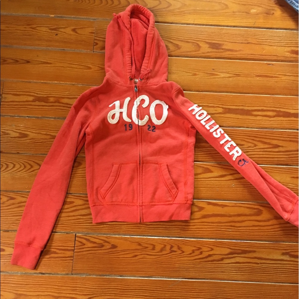 Hollister Orange Zip Up Hoodie
