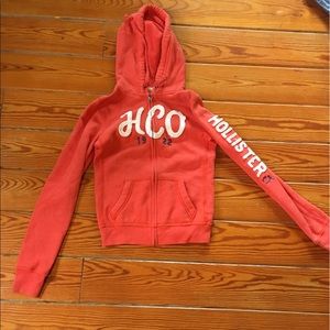 Hollister Orange Zip Up Hoodie