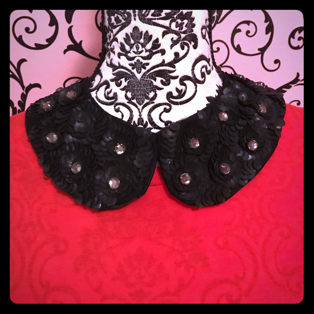🖤 Classic Black Rhinestone Faux Collar 🖤