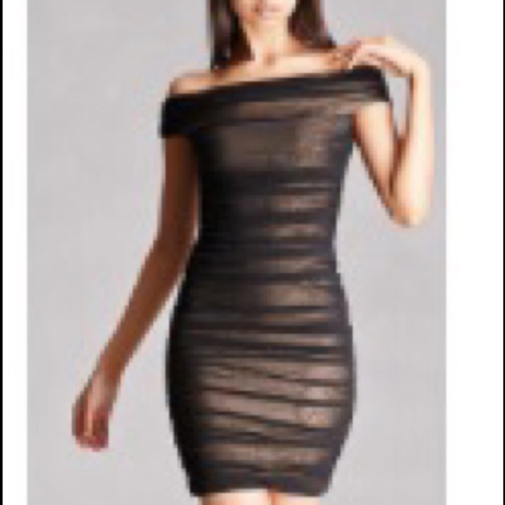 Black Rouched Off The Shoulder Dress