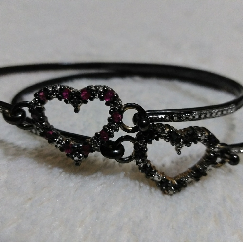 Matching Red & Black Heart Bracelets