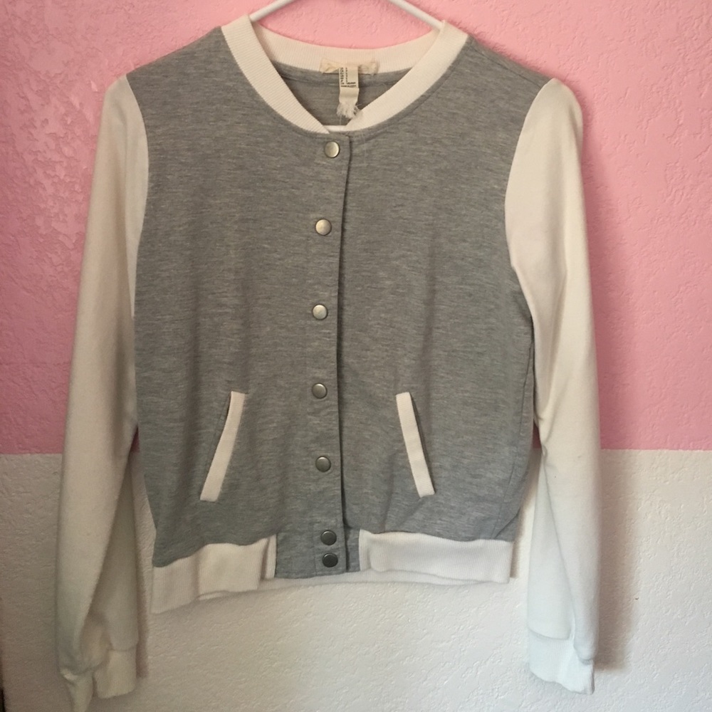 Grey forever 21 varsity like jacket