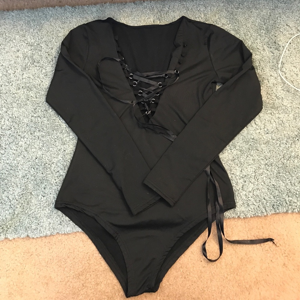 Black lace up Body suit