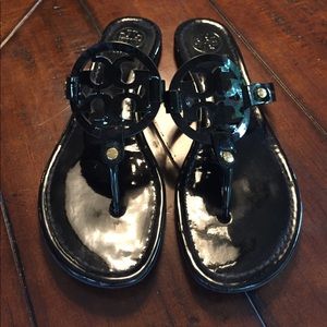 Black patent leather Tory Burch sandals