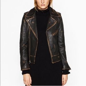 Zara distressed leather jacket