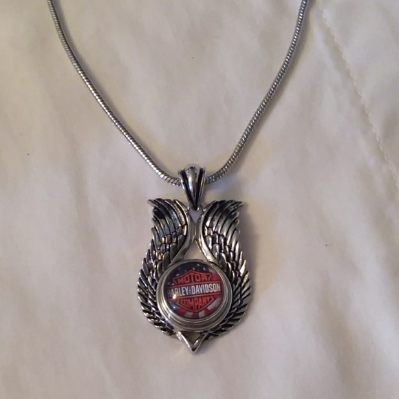 Jewelry Wings W Harley Davidson Snap Button Necklace