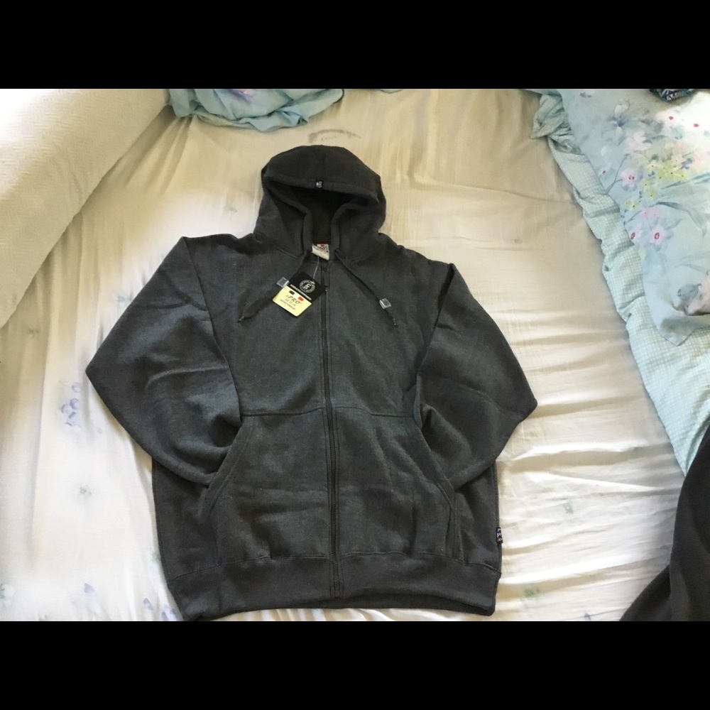 NWT men gray sweater with hoodies