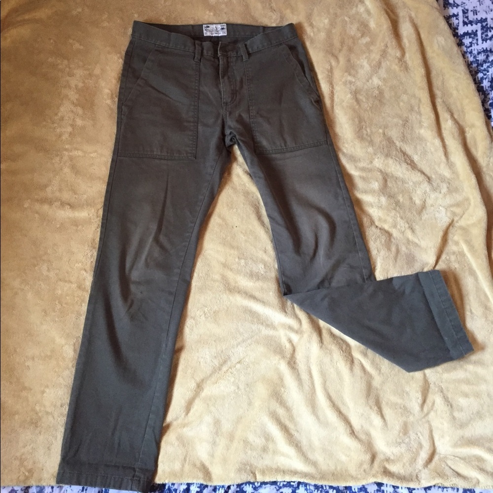vans pants, green