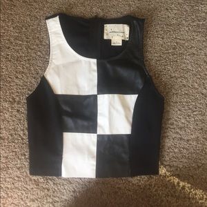 Mod crop top with pleather detailing
