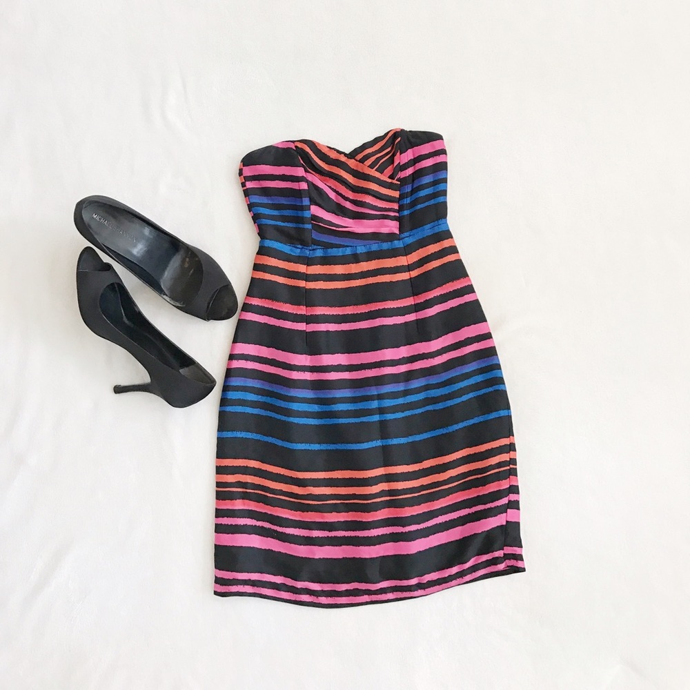 H&M strapless colorful stripes cocktail dress - 4