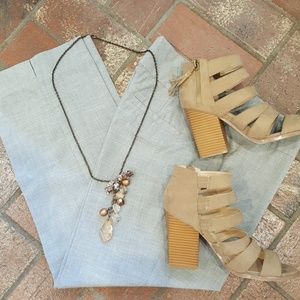 Gray very low waist capris from Old Navy