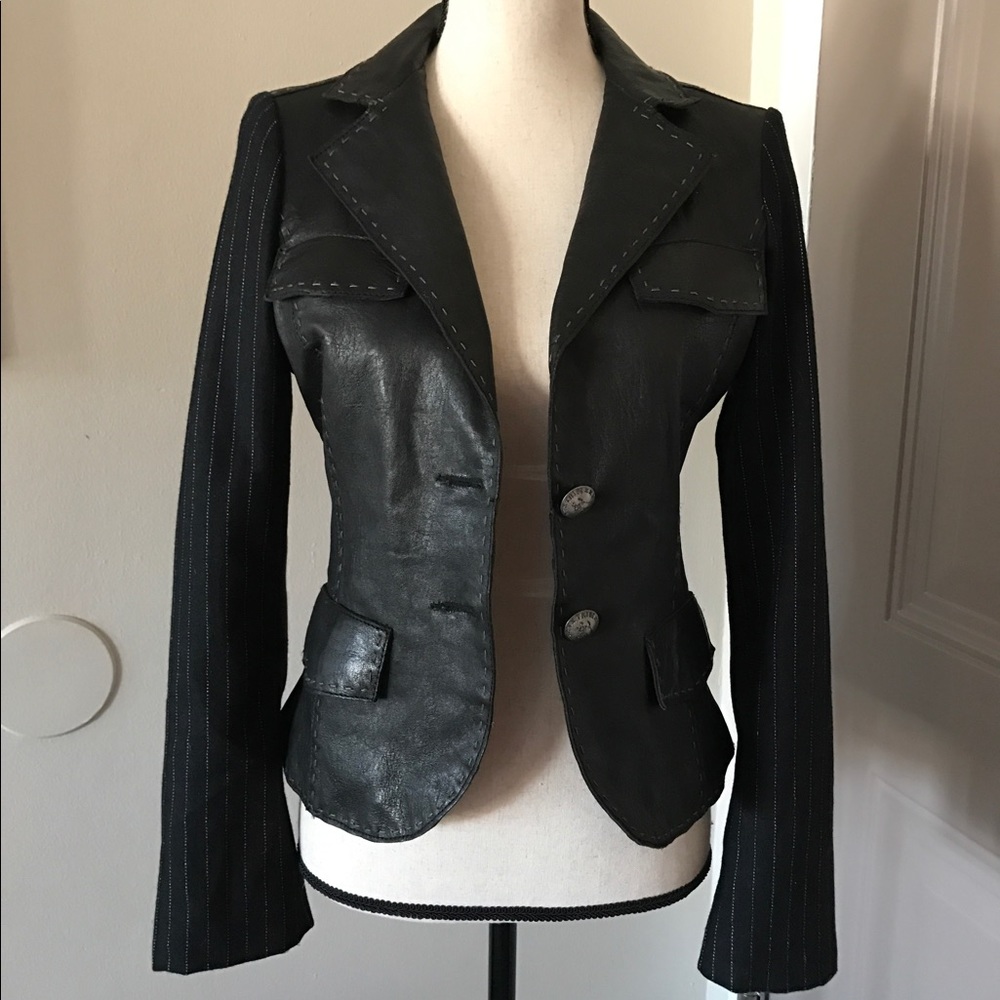 100% LEATHER MY TRIBE BLAZER JACKET - Picture 2 of 8