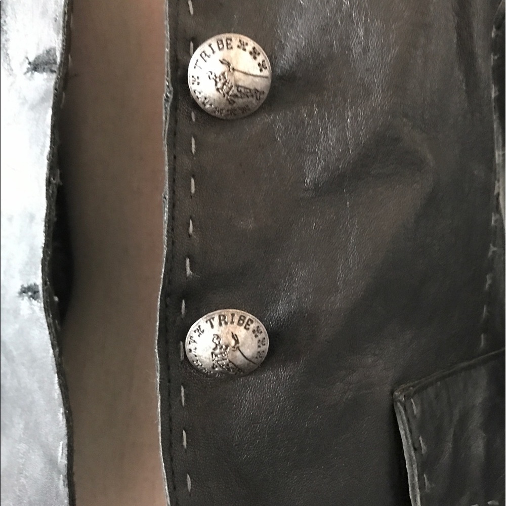 100% LEATHER MY TRIBE BLAZER JACKET - Picture 6 of 8