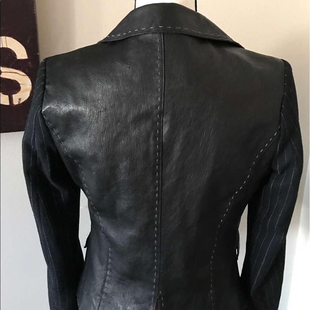 100% LEATHER MY TRIBE BLAZER JACKET - Picture 7 of 8