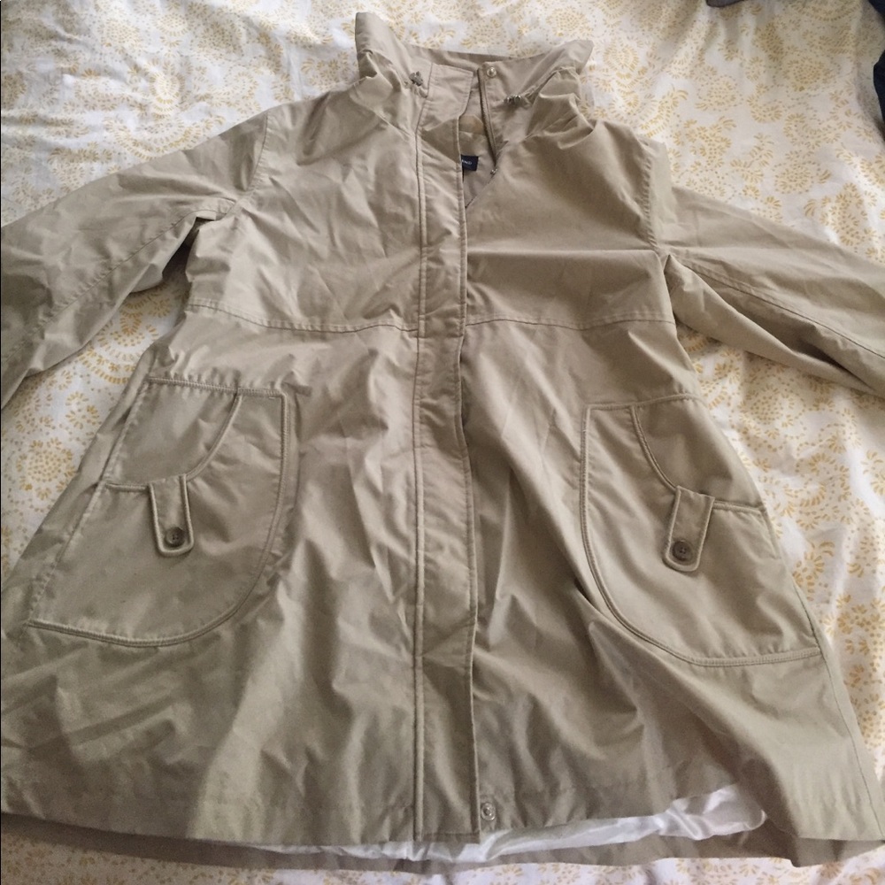 Tan waterproof trench