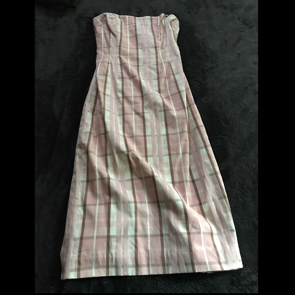 Clueless-era pink plaid tube dress