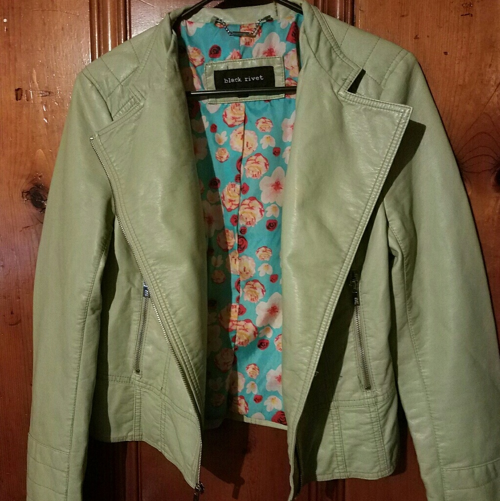 black rivet leather jacket  EUC