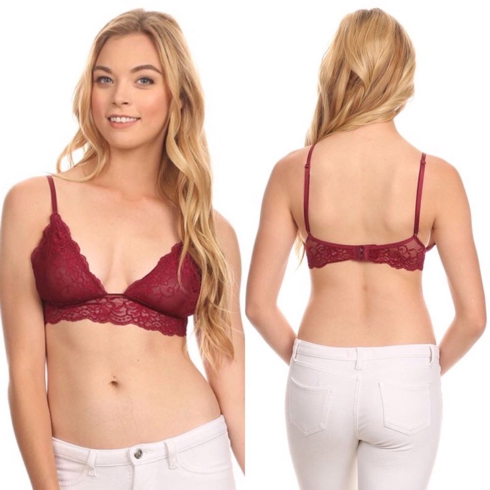 Blush Lace Mesh Lined Triangle Bralette - Picture 12 of 12